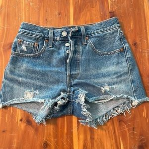 Levi’s 501 high waisted shorts. Size 24 waist